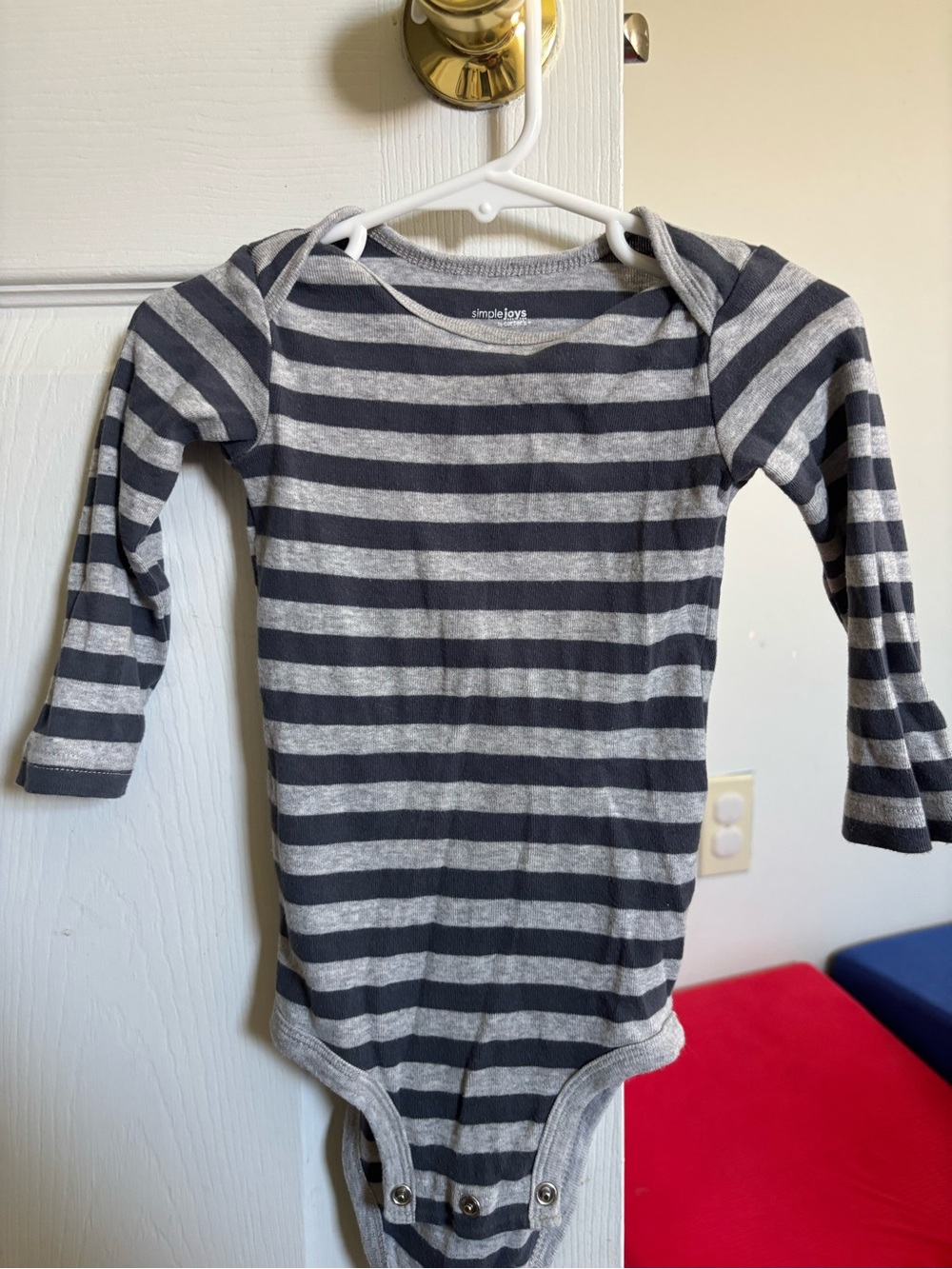 Simple Joys Gray and Charcoal Striped Long-Sleeve Baby Bodysuit
